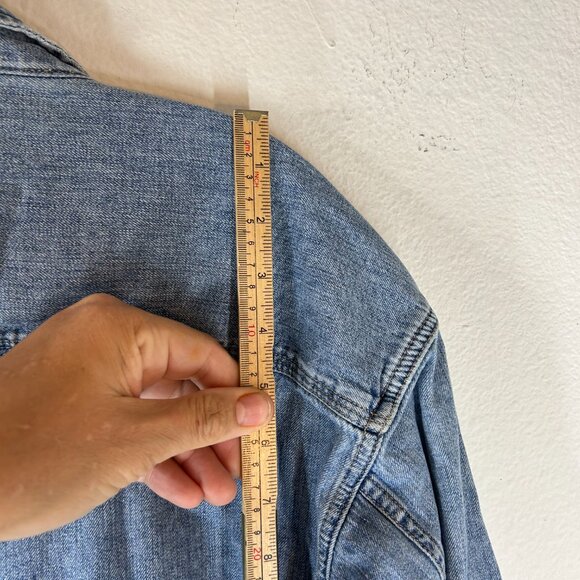 CK Calvin Klein Mens Denim Shirt Small Blue Logo y2K 90s vintage button up layer - Picture 6 of 11